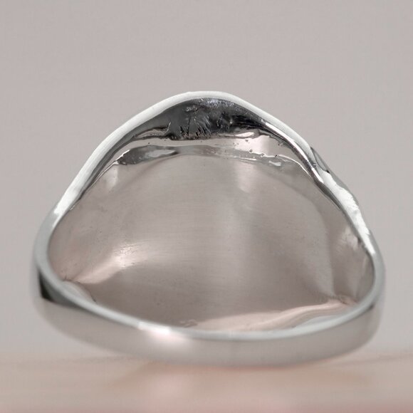 925 Sterling Silver Wide Leaf Ring, Statement Nature Jewelry, Size 6.25 - Picture 4 of 7